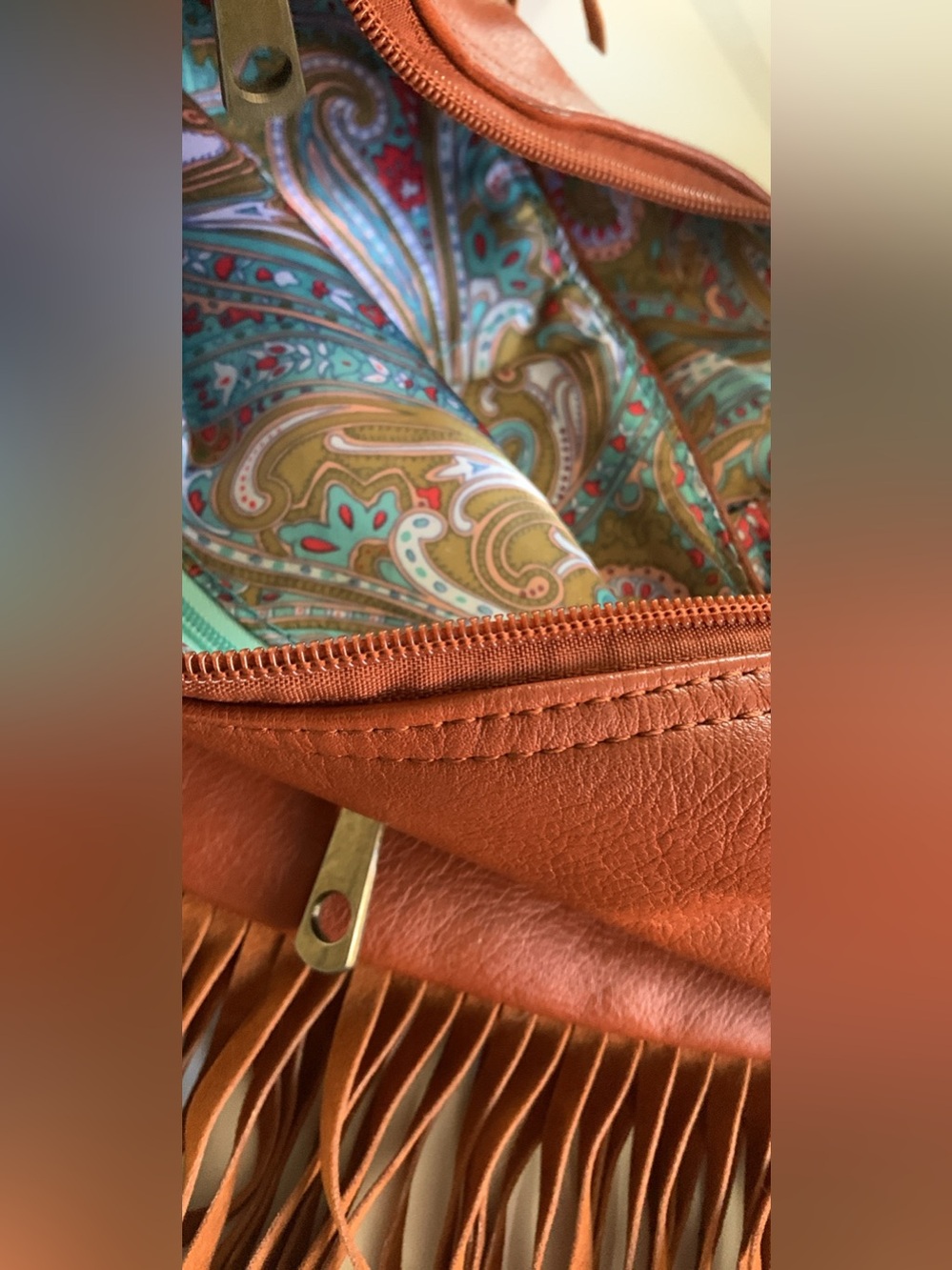 Source Unknown Tan Fringe Hobo Shoulder Bag with Stud Accents - Picture 9 of 9